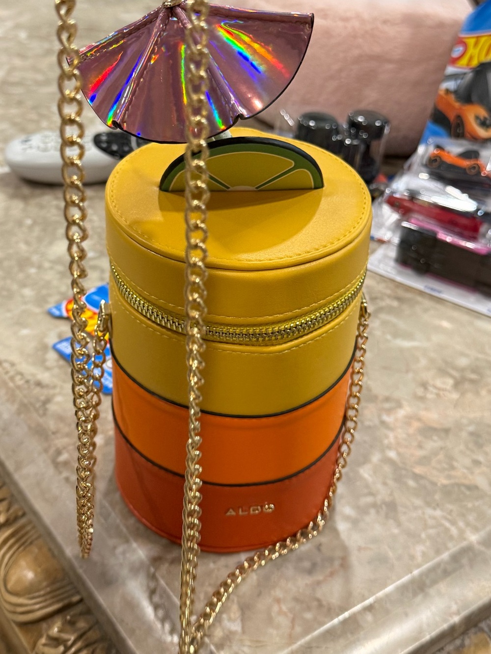 Aldo Yellow & Orange Layered Cylinder Crossbody Bag